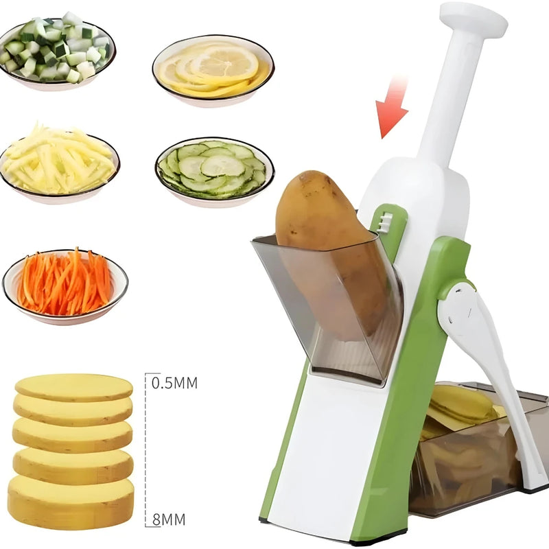 5 Functions For Cutting Potato, Vegetables, Green and Fruit Inox Multi Manual Cutter